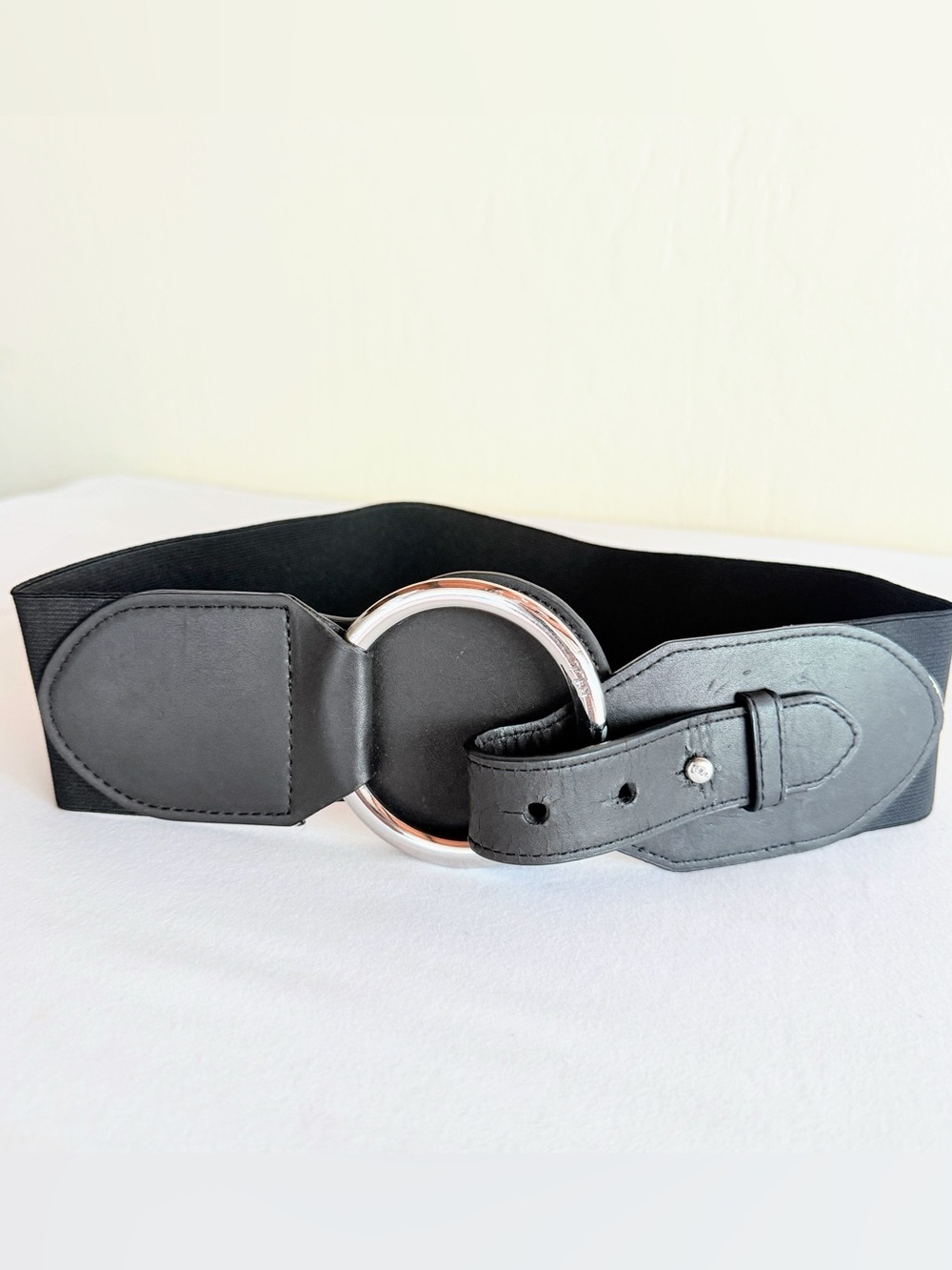 Lauren Ralph Lauren Black Wide Stretch Waist Belt O Ring Size S